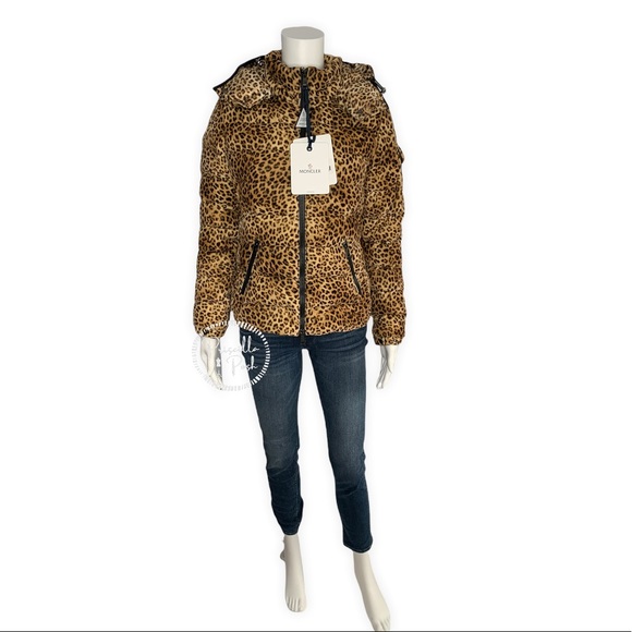 Moncler Bady Cheetah Print Hooded Down Coat Puffer - Picture 12 of 17